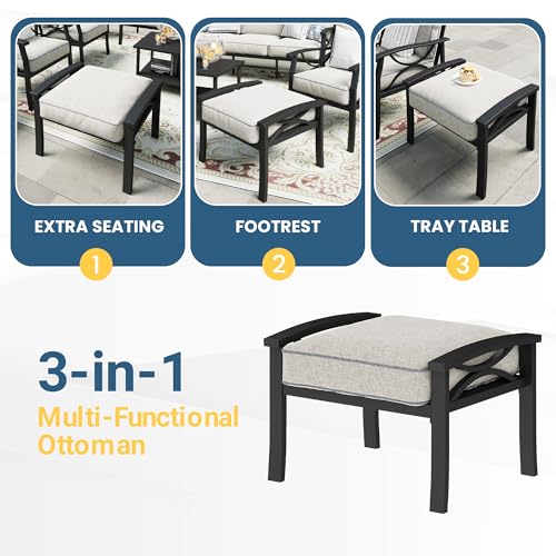 Wisteria Lane 5-Piece Outdoor Patio Furniture Set, Outdoor Metal Sectional Furniture with Cushions