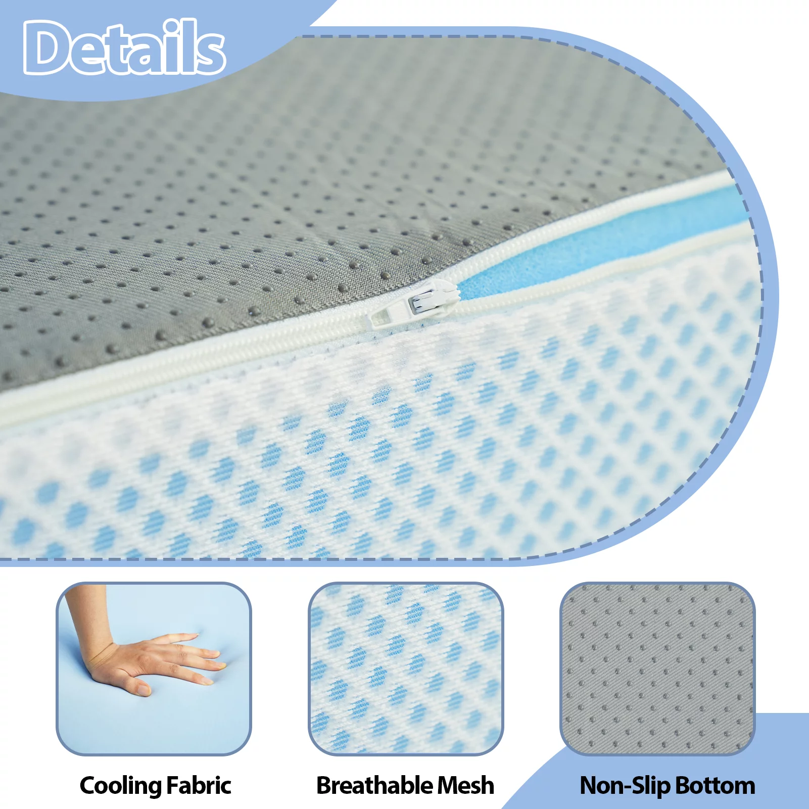 BYBYME 6 inch Folding Mattress, Cooling Memory Form Portable Trifold Mattress with Washable Cover and Non-Slip Bottom