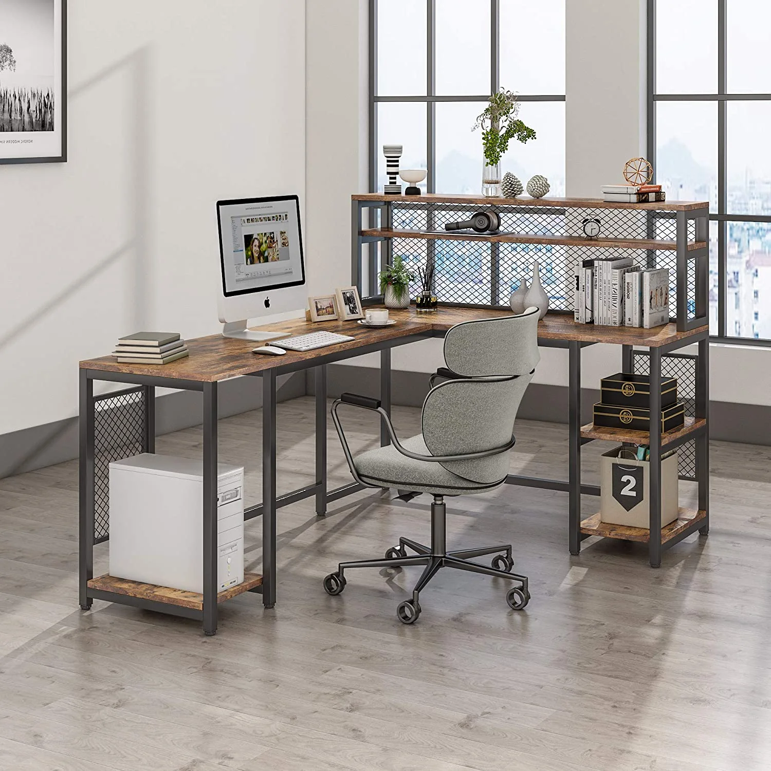 Tribesigns 67" Large Computer Desk with Hutch