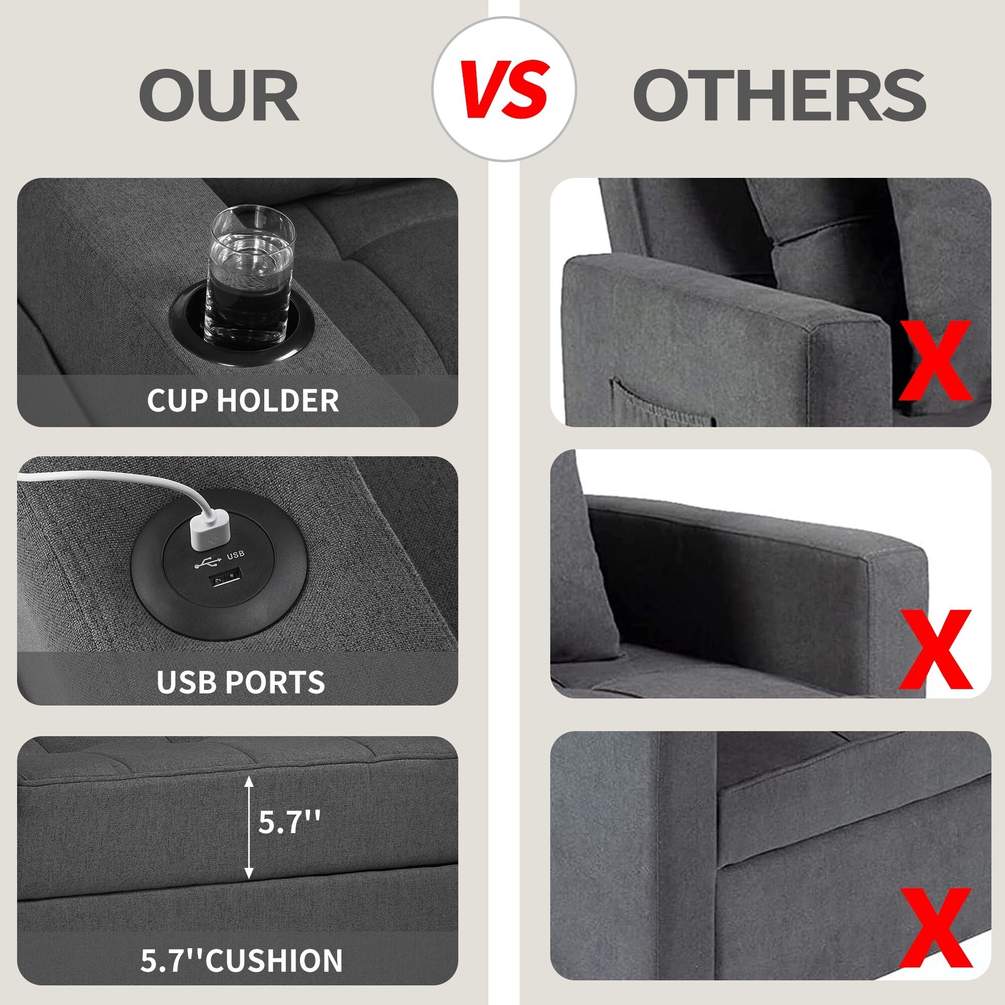 DURASPACE  Futon Chair Bed Convertible Chair 3-in-1 Pull Out Sleeper Chair Beds for Living Room Dark Gray Linen