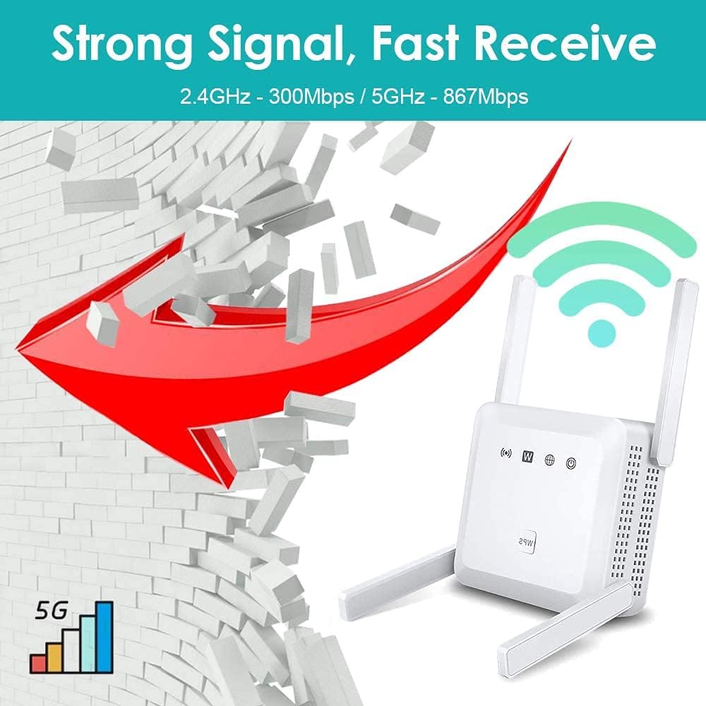 Best WiFi Extender Internet Booster - 1200M 5g 2.4 GHz WiFi Booster Covers Up to 3500 Sq ft and 35 Devices
