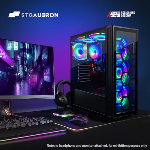STGAubron Gaming PC Computer Desktop, GeForce RTX 2060 Super 8G, Intel Core I7 8th up to 4.1GHz, 16G DDR4, 1T SSD, WiFi 6 & BT 5.2, RGB Fan x6