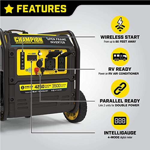 Champion Power Equipment 4250-Watt Dual Fuel RV Ready Portable Open Frame Inverter Generator with Quiet Technology