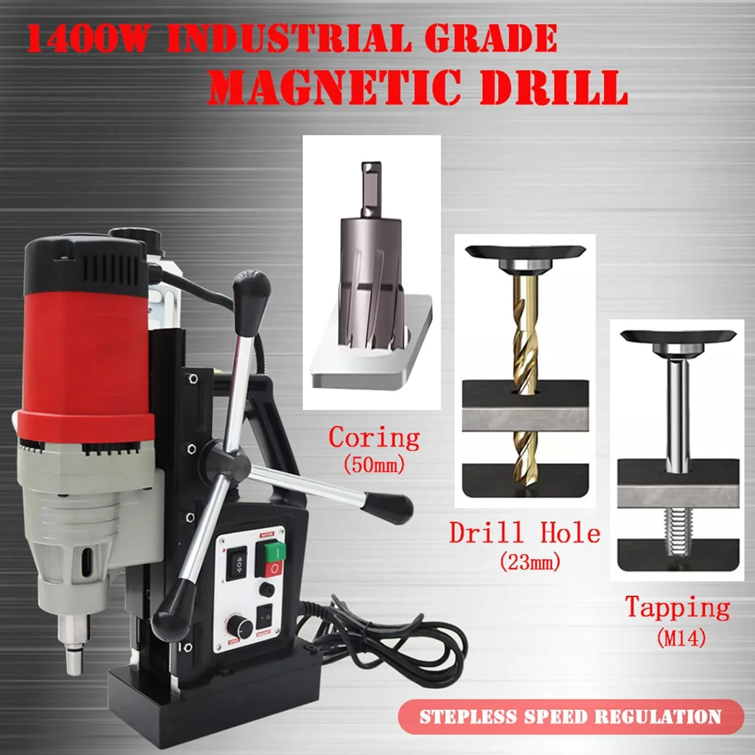 Portable Multi-functional Tapping integrated type Magnetic Drill Base Twist Drilling Machine 1400W