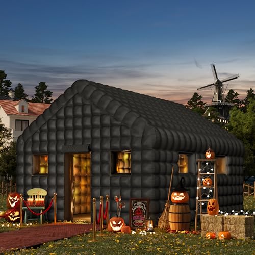 EROMMY 20x16.5x12 FT Large Black Inflatable Nightclub, Blow Up Party Tent Portable with 950W Blower