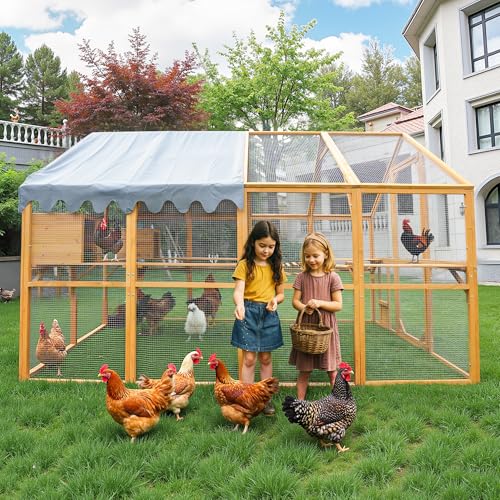 109.6'' Large Wood Chicken Coop Enclosures,Walk-in Poultry Cage