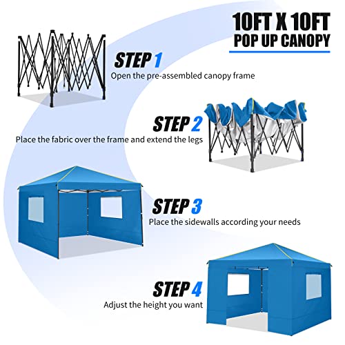 10x10 Pop Up Canopy Tent with 4 Sidewalls and Mesh Windows 2.0