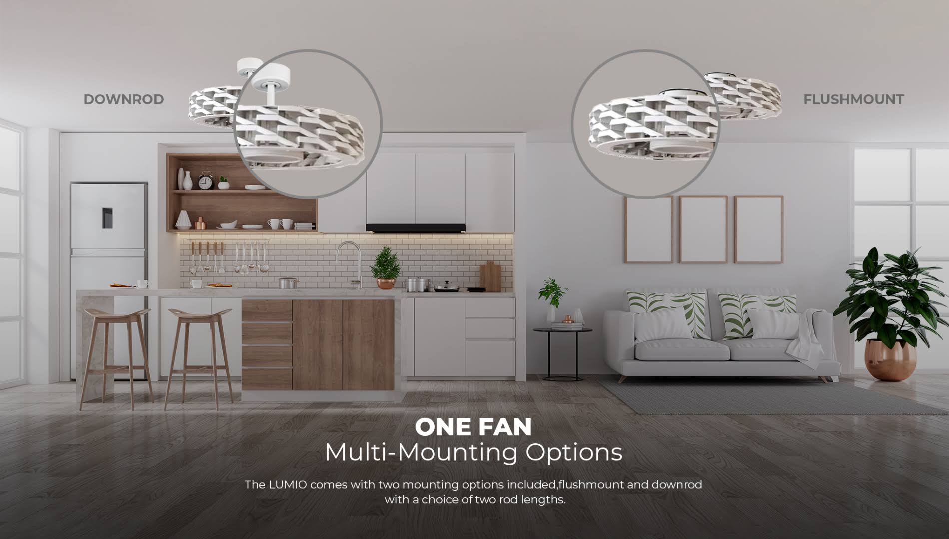 Lumio Bladeless Ceiling Fan, 6 Speeds with Dimmable LED Light White / 21x22
