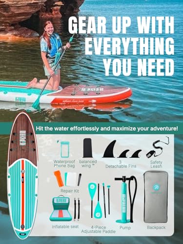 Niphean Inflatable Stand Up Paddle Board with SUP Accessories, Anti-Slip EVA Deck