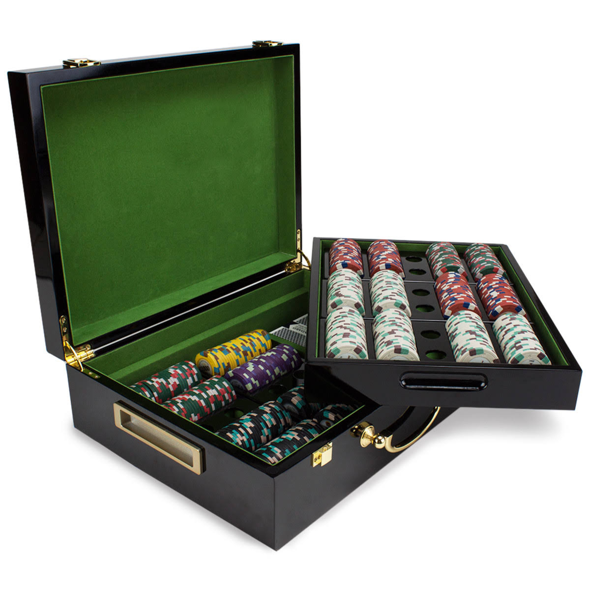 500ct. Showdown 13.5g Poker Chip Set in Hi-Gloss Wooden Carry Case