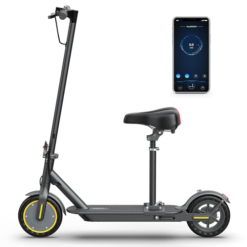NAVIC Electric Scooter with Dual Suspension/Braking, 350W/500W Motor, 19/22 Mph, Max 22/27Mi Range, Foldable E Scooter for Adults with App
