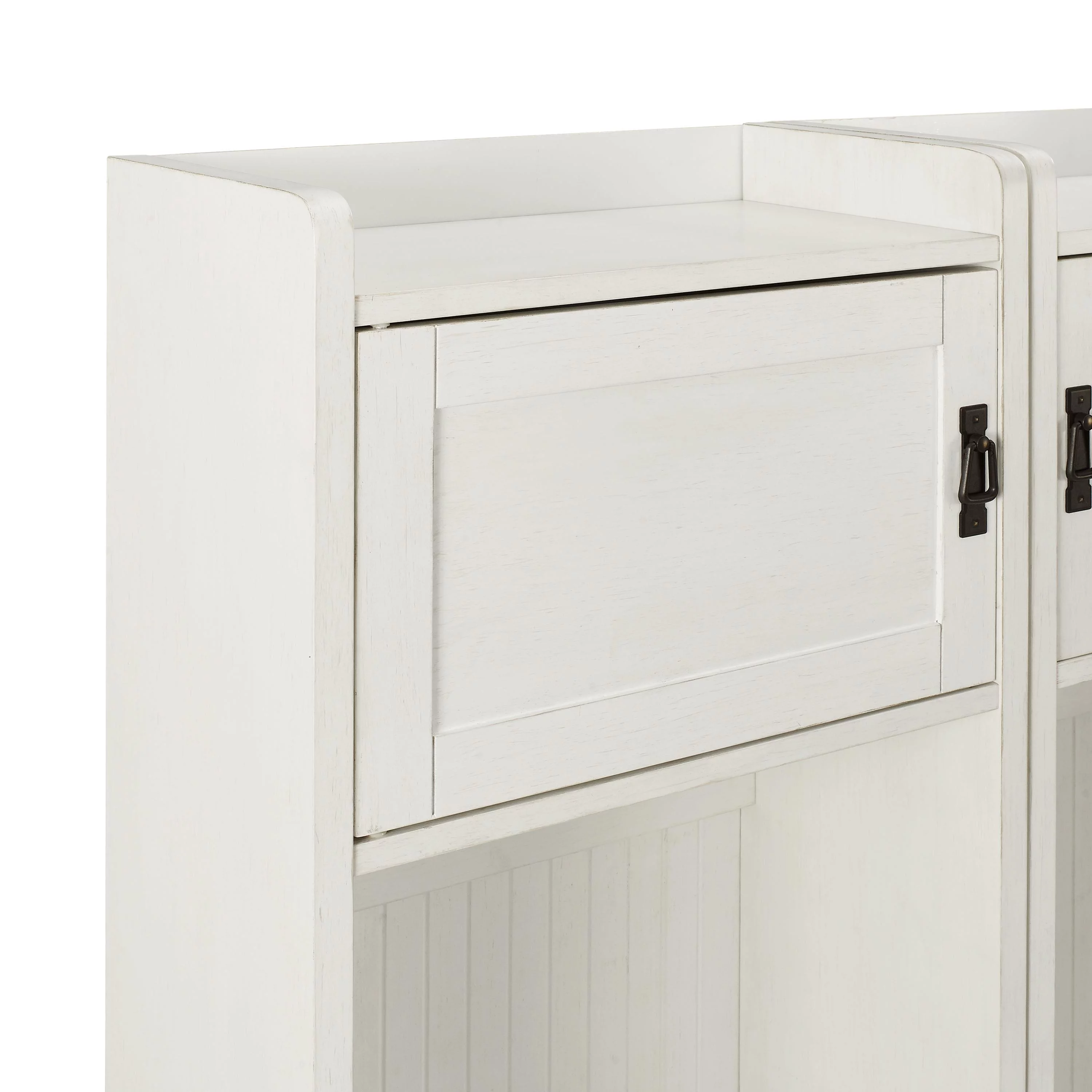 Crosley Furniture Fremont Wood Hall Tree in Distressed White (Set of 2)