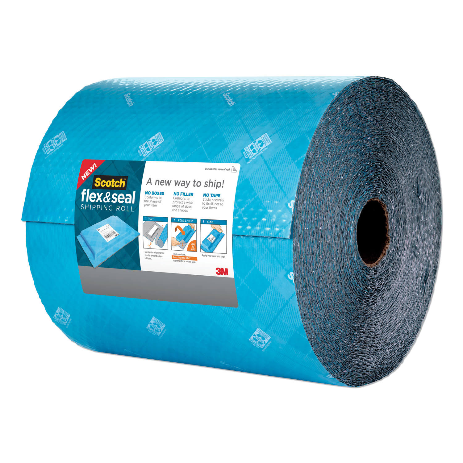 Scotch Flex and Seal Shipping Roll, 15x22 x 200 ft, Blue/Gray