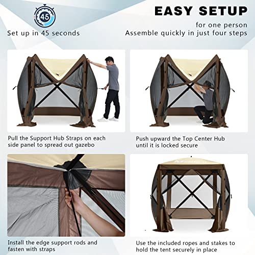 MASTERCANOPY 12x12FT Pop Up Gazebo Screen Tent - Instant Screen House with Netting, Quick Set, Outdoor Canopy Shelter with Carry Bag for Camping