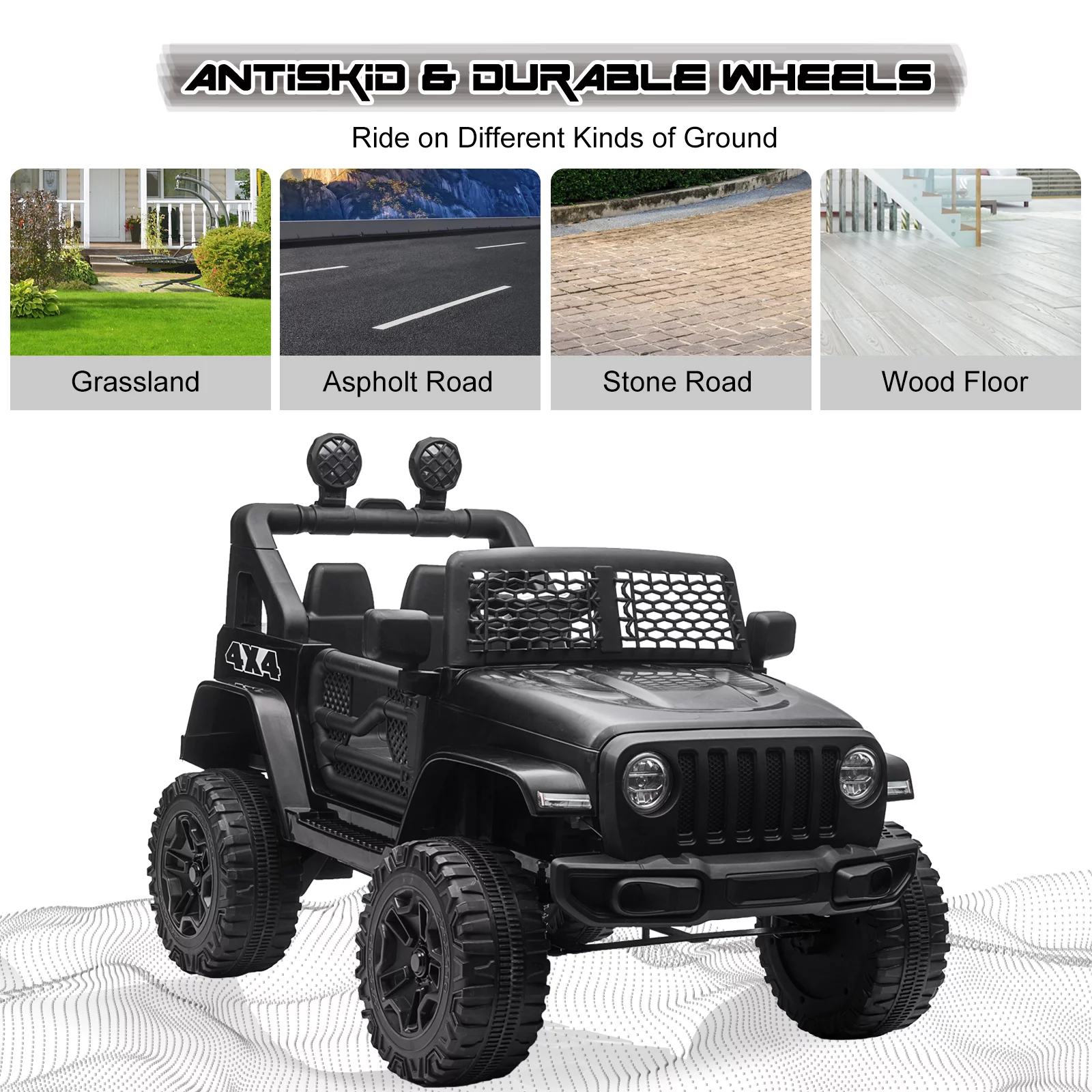 JOINATRE 12V Kids Ride On Car Truck, Battery Power Electric Car for Kids w/Parent Remote Control, 3 Speeds Ride on Toys with Suspension, LED Lights
