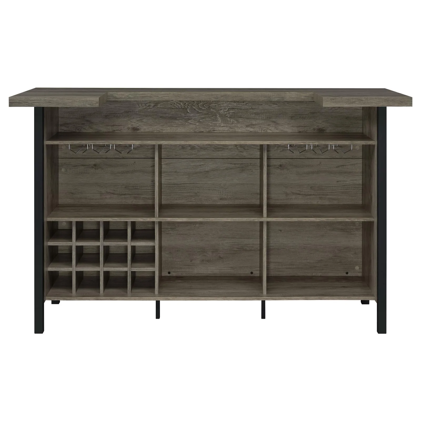 Bellemore Bar Unit with Footrest Grey Driftwood and Black