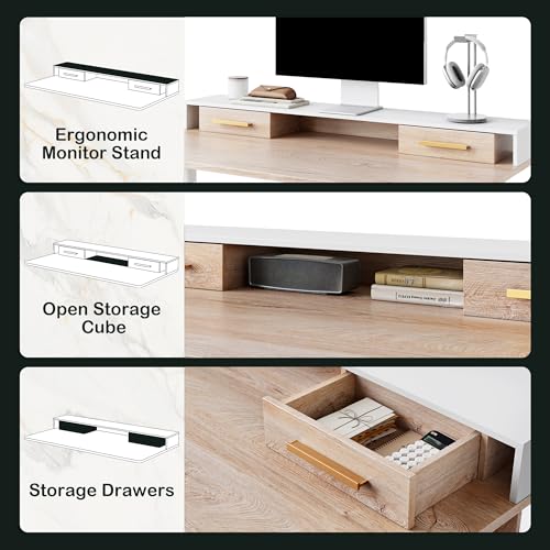 Standing Desk with 4 Drawers, 47.2 x 23.6 Inch Whole Piece Height Adjustable Electric Sit Stand Desk