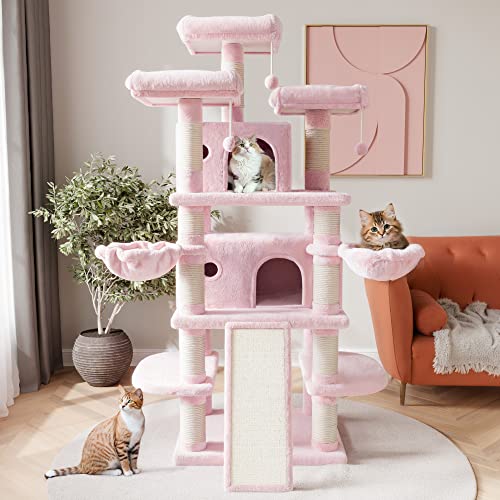 SHA CERLIN 68 Inches Multi-Level Large Cat Tree for Large Kitties/Big Cat Tower with Condo/Cozy Plush &zwnj