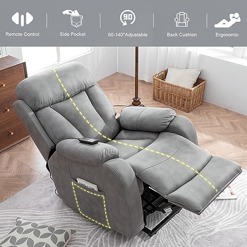Small Power Lift Recliner for Elderly, Lift Chair Recliners, Electric Recliner Chairs for Seniors, Remote Control, Adjustable, Side Pocket (Navy Blue)