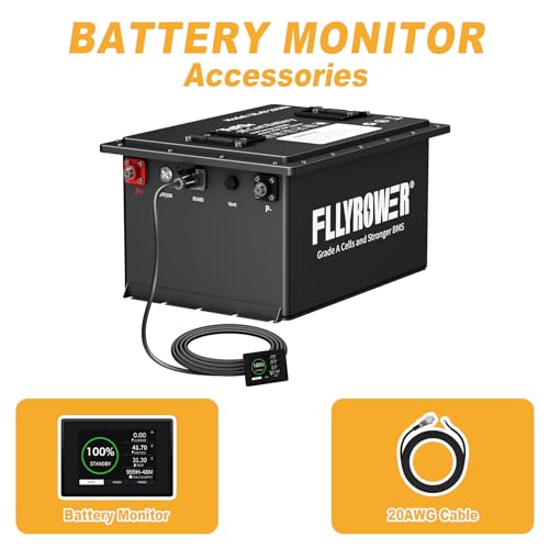 FLLYROWER 12V Lithium Battery 100AH With BMS and 16500 Deep Cycles 12V 100AH Lifepo4 Battery Grade A Cells for Marine Trolling Motor RV camping Solar