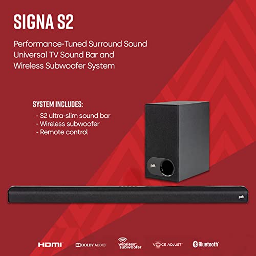 Polk Audio Signa S3 Sound Bar for TV & Wireless Subwoofer with Built-in Chromecast & Google Assistant, Low-Profile Design, Works with 8K, 4K & HD TVs