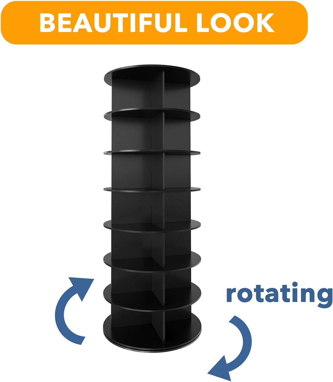 SpaceAid 7 Tier Rotating Shoe Rack Tower, Spinning Shoe Display Lazy Susan, Revolving 360 Shoe Rack Storage Round Carousel
