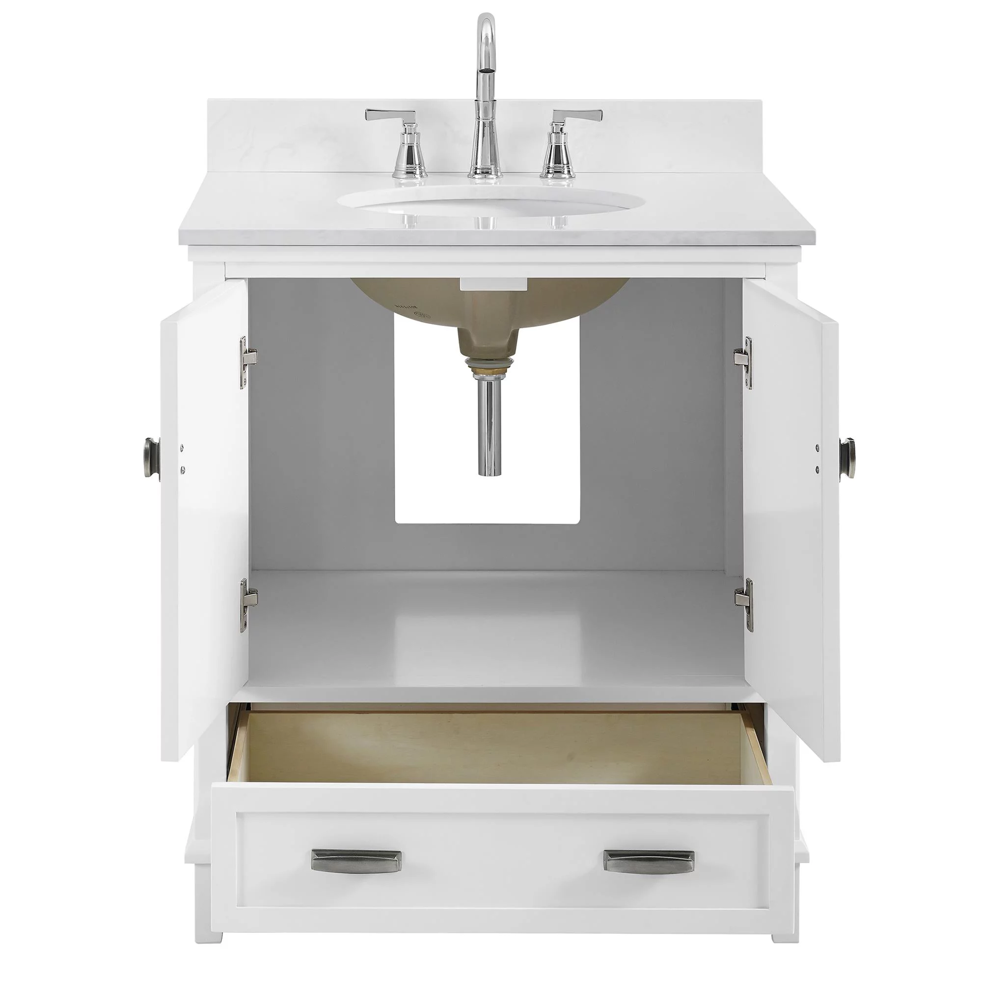 DHP Otum 30 Inch Bathroom Vanity with Sink, White Wood