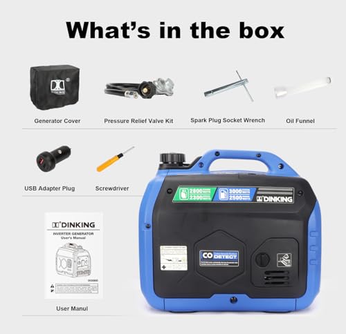 DK 5000W Gas Inverter Generator, Electric Start, 120V 240V Full Power Output, Dual or Tri-fuel Conversion Possible, Wheel & Handle Kit
