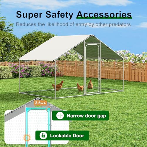 Chicken Coop Poultry Cage Large Metal Hen Run with Water-Resident Cover for Rabbit Duck House Outdoor Walk-in Chicken Pen for Yard