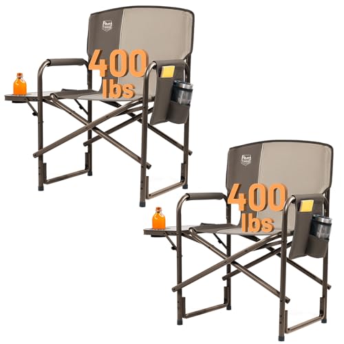 TIMBER RIDGE Folding Rocking Camping Chair, 400lbs Capacity Portable Oversized Outdoor Rocker with Hard Armrests, Cup Holder & Side Pocket