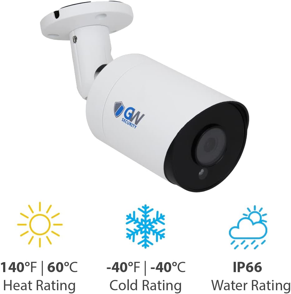GW Security 6MP PoE IP Bullet Security Camera, Outdoor Indoor Surveillance