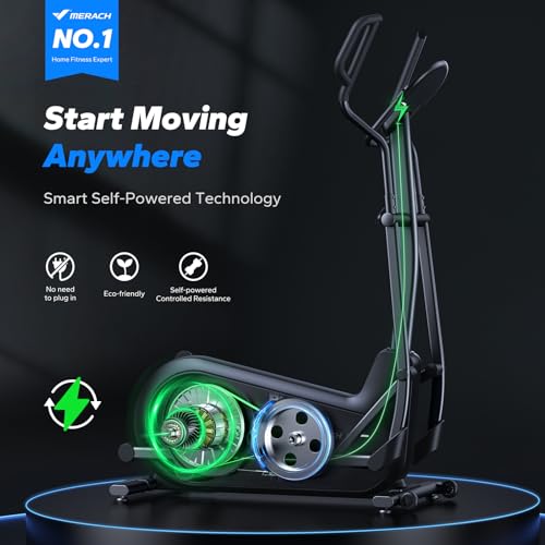 Merach Elliptical Machine, Elliptical Exercise Machine for Home with Hyper-Quiet Magnetic Drive System