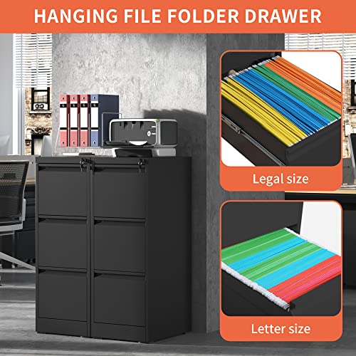 3 Drawer File Cabinet,Metal Filing Cabinets for Home Office,Vertical File Cabinet with Lock