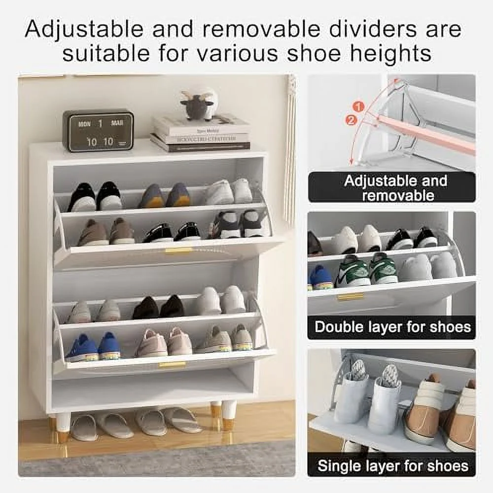 KHBIULIFE Shoe Cabinet for Entryway Slim  Hidden Shoe  Cabinet with Doors  White Flip Drawer Shoe Organizer Cabinet Thin， Narrow Shoe Rack Cabinet