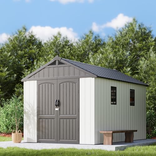 Patiowell 6x4 FT Plastic Outdoor Storage Shed, Resin Shed Perfect to Store Patio Furniture, GardenTools Bike Accessories, Beach Chairs and Lawn Mower