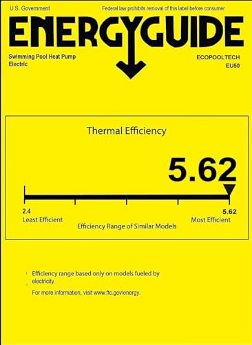 Above Ground Pool Heater EU50, Max 16184BTU Up to 5000gallons Electric Swimming Pool Heat Pumps, Titanium Heat Exchanger, 5.62 COP, 110V/120V