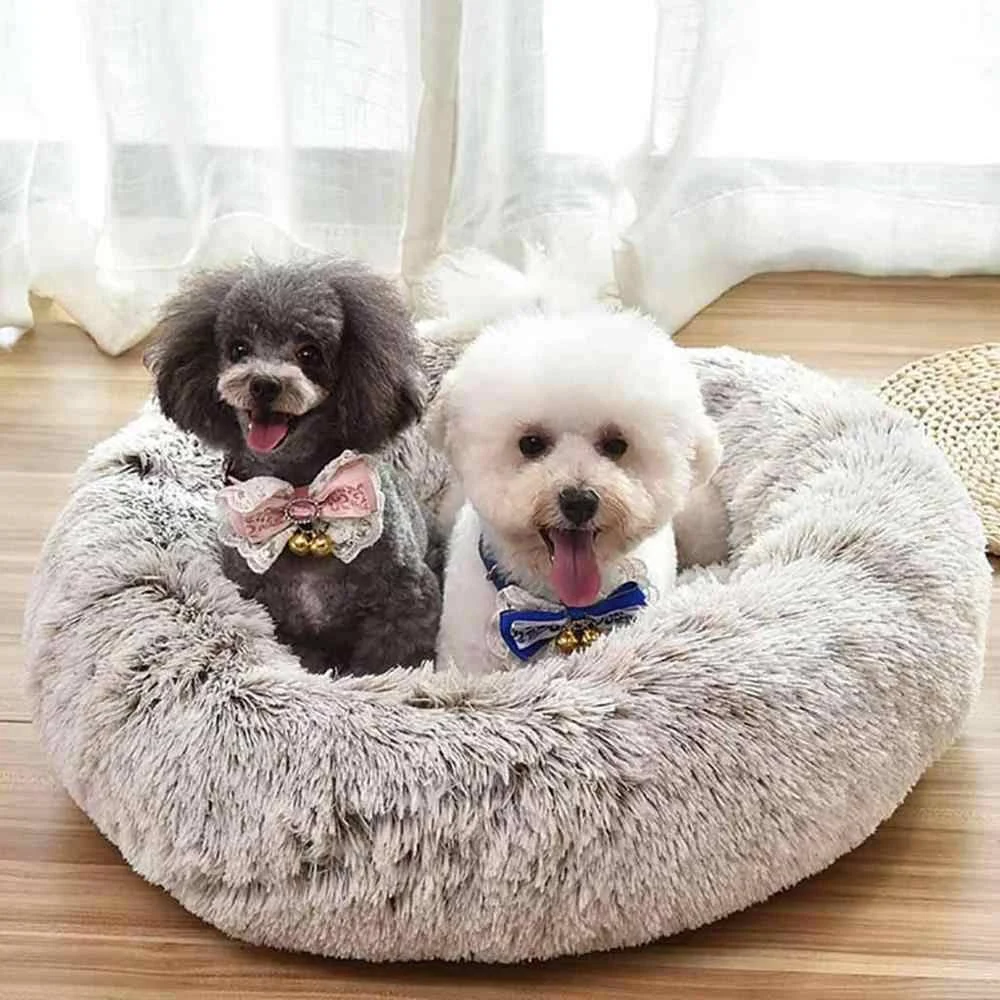 Best Friends by Sheri Calming Shag Donut Cuddler Pet Bed - Taupe - Medium