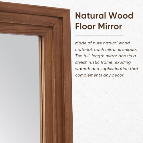 Full Length Mirror, 71"×32" Wooden Mirror Full Length with Stand Wood Floor Mirror, Oversized Stand Up Mirrors Large Wall Mirrors