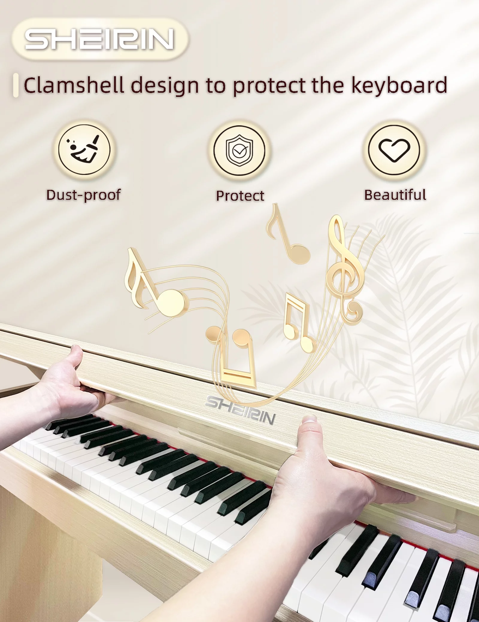 SHEIRIN Digital Piano 88 Key Weighted Stand Cover Hammer Electric Keyboard Pedal Beginner SR-CH80(Beige Color) - Radiant Selections