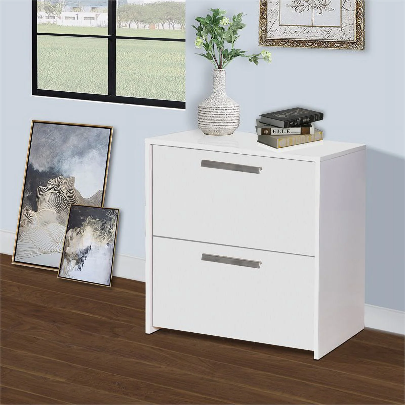 Urbanpro 2-Drawer Modern Wood Lateral File Cabinet in White Finish