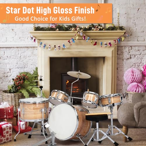 Ktaxon 5-Piece Complete Junior Drums Set, 14 Inch Beginners Drum Kit with Throne Stool, Pedal & Drumsticks, Kids Drums Musical Instruments W/Cymbal