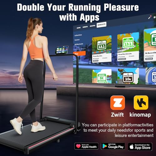 7.8MPH Incline Treadmill for Home, Walking Pad with Handle Bar, Under Desk Compact Treadmill with 350 Lbs Capacity, LED Display & APP, Remote Control