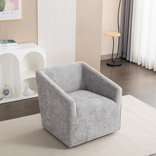 360 Swivel Accent Barrel Chair with Storage Ottoman & Headrest