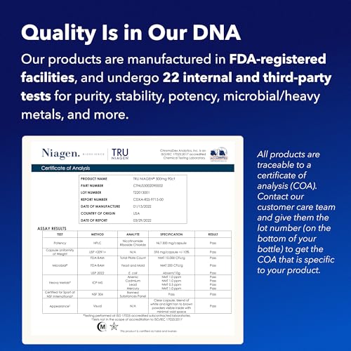 TRU NIAGEN Patented NAD Supplement for Anti Aging and Cell Regeneration, 300mg Niagen, 30 Servings | Supports Cellular Energy, Brain