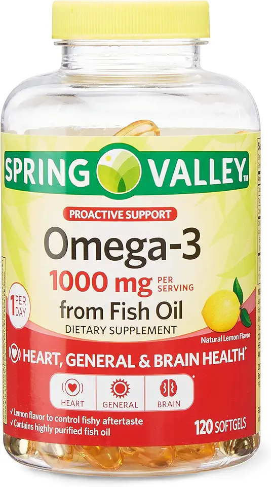 Spring Valley Omega-3 1000mg from Fish Oil Dietary Supplement, 120 Softgels - Kansas Nuitrition - HNZSDS