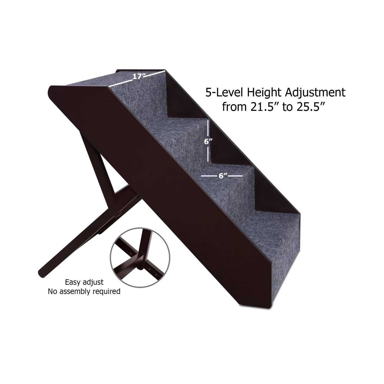 Arf Pets Wood Dog Stairs, Adjustment Wide Pet Steps for Cat and Dogs - Pet Supplies online store