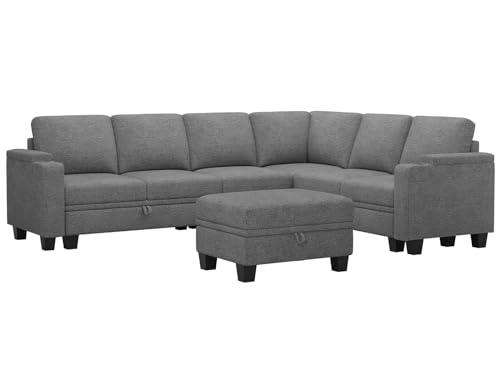 Belffin Modular Sectional Sofa Couch with Storage U Shape Convertible Corner Couches for Living Room Dark Grey Couch