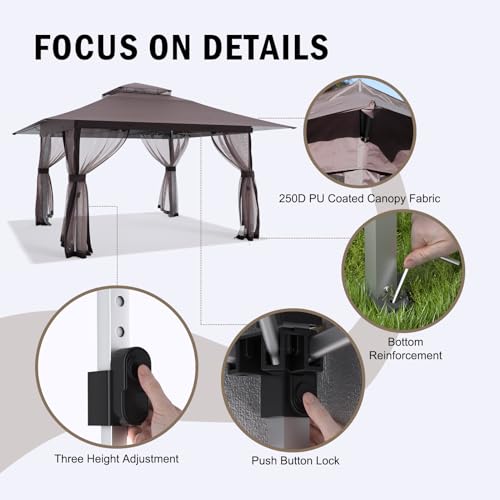 Outdoor Pop Up Gazebo 10x10 - Instant Canopy Tent with Mosquito Nettings