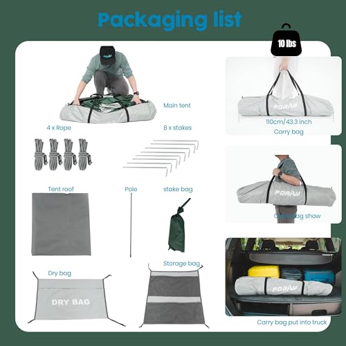 Camping Shower Tent Deluxe Changing Room Easy Set Up Privacy Shelter,Large Toilet Tent 2 Rooms with Floor Drain Design for Beach, Camping