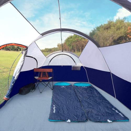 CAMPROS CP Tent 8 Person Camping Tents, Weather Resistant Family Tent, 5 Large Mesh Windows, Double Layer, Divided Curtain for Separated Room